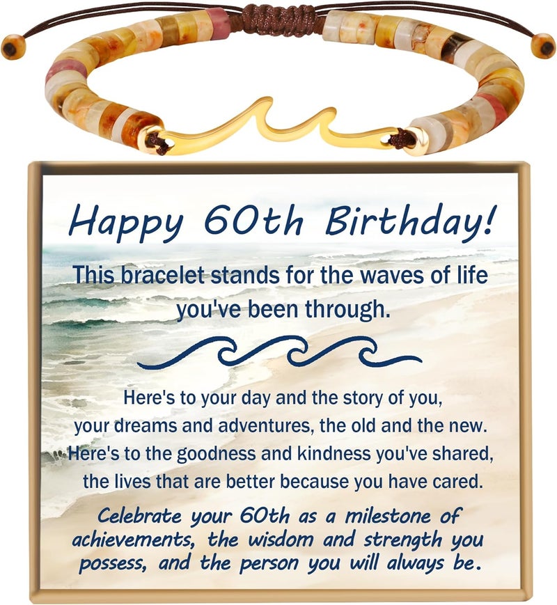 Sereney Birthday Gifts for Women, Wave Bracelet as 13th 16th 18th 21st 40th 50th 60th Birthday Gifts for Girls, Adjustable Natural Stone Bracelet as Valentines Day Gifts for Teen Girls Gifts Idea - Image 1